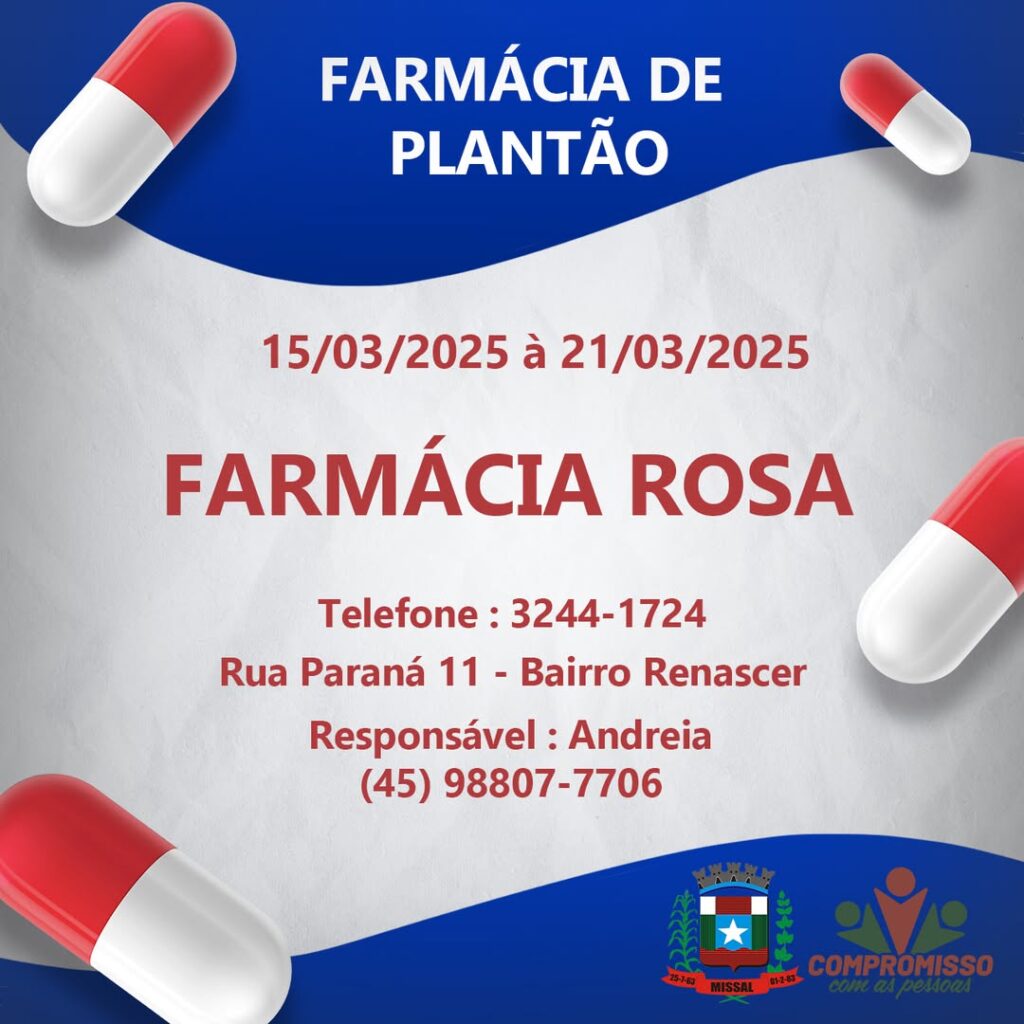 FARMÁCIA DE PLANTÃO

Mais detalhes no site do município: