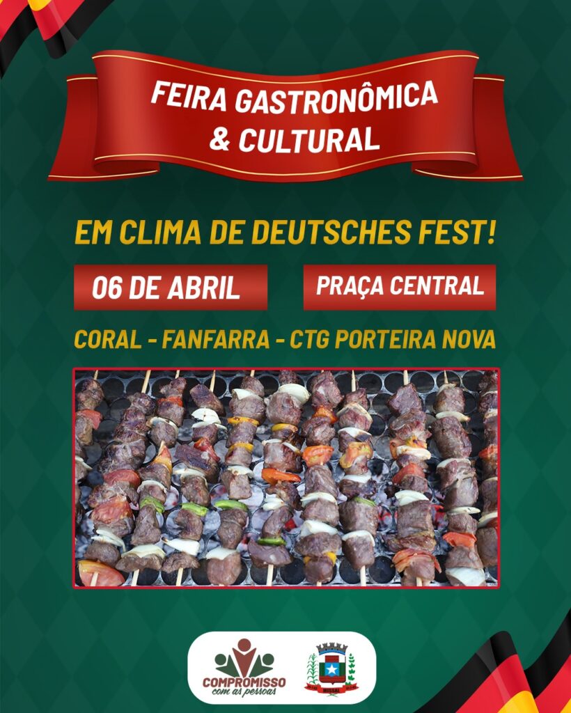 FEIRA GASTRONÔMICA E CULTURAL EM CLIMA DE DEUTSCHES FEST

No dia 06 de abril ocorre a próxima edição da Feira Gastronômica e Cultural com início as 17