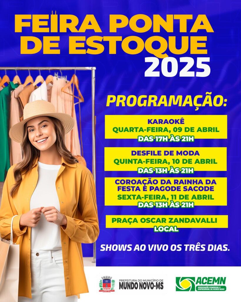 Feira Ponta de Estoque começa nesta quarta-feira (09)
#MundoNovo
