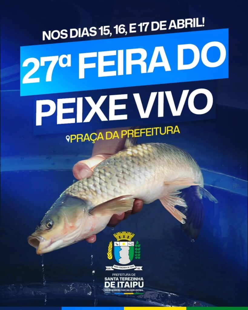 Vem aí a 27ª Feira do Peixe Vivo!
Nos dias 15, 16 e 17 de abril, a Praça da Prefeitura será palco de mais uma edição da nossa tradicional feira, que g