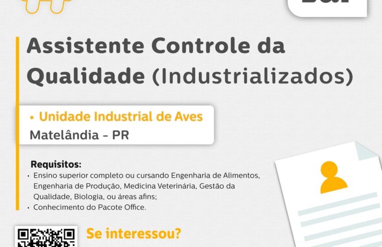 Vaga em Matelândia: inscreva-se até 27/04 na Lar!