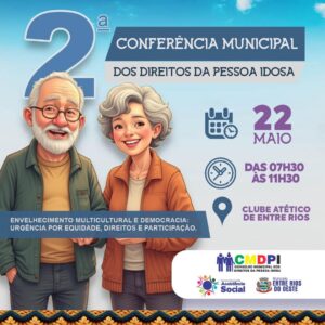 CONFERÊNCIA MUNICIPAL DOS DIREITOS DA PESSOA IDOSA ACONTECE EM ENTRE RIOS DO OESTE
 
No dia 22 de maio nas dependências do Clube Atlético de Entre Rio