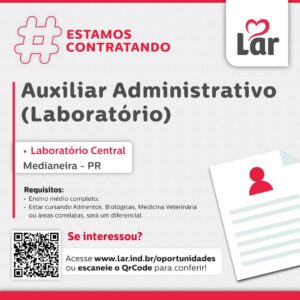 Vaga para Medianeira (PR)

Oportunidade para Auxiliar Administrativo (Laboratório), no Laboratório Central. 

Se interessou? 

Inscrições através do p