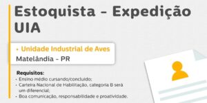 Vaga para Matelândia (PR)

Oportunidade para Estoquista - Expedição, na Unidade Industrial de Aves. 

Se interessou? 

Inscrições através do portal de