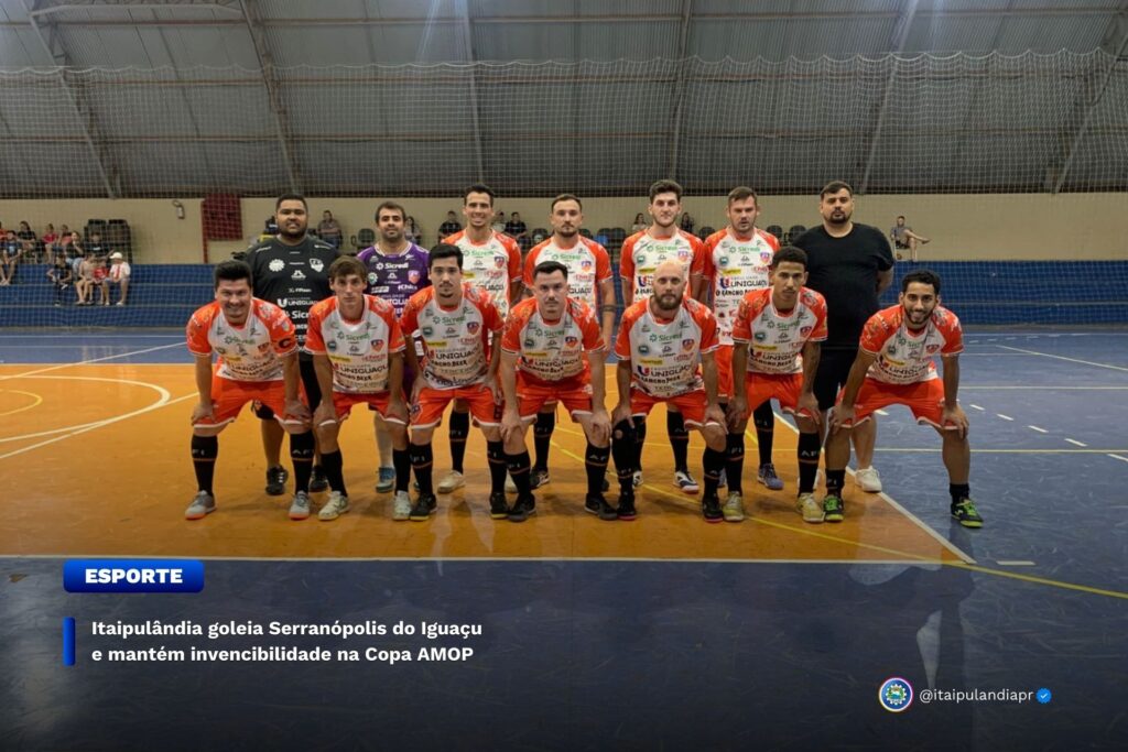 #ESPORTE  Itaipulândia goleia Serranópolis do Iguaçu e mantém invencibilidade na Copa AMOP

A equipe de Itaipulândia venceu mais uma na Copa AMOP de F