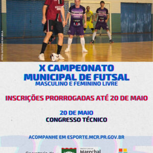Inscrições para o X Campeonato Municipal de Futsal são prorrogadas

As inscrições para o X Campeonato Municipal de Futsal foram prorrogadas até o dia