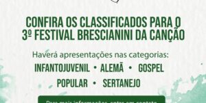 Divulgada a lista de classificados para o 3º Festival Brescianini da Canção

No total, 58 candidatos estarão se apresentando

A 3ª edição do Festival