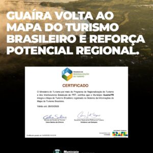 Município de Guaíra retorna ao Mapa do Turismo Brasileiro

O Município de Guaíra, por meio da Secretaria de Turismo, Esporte e Cultura e da Diretoria