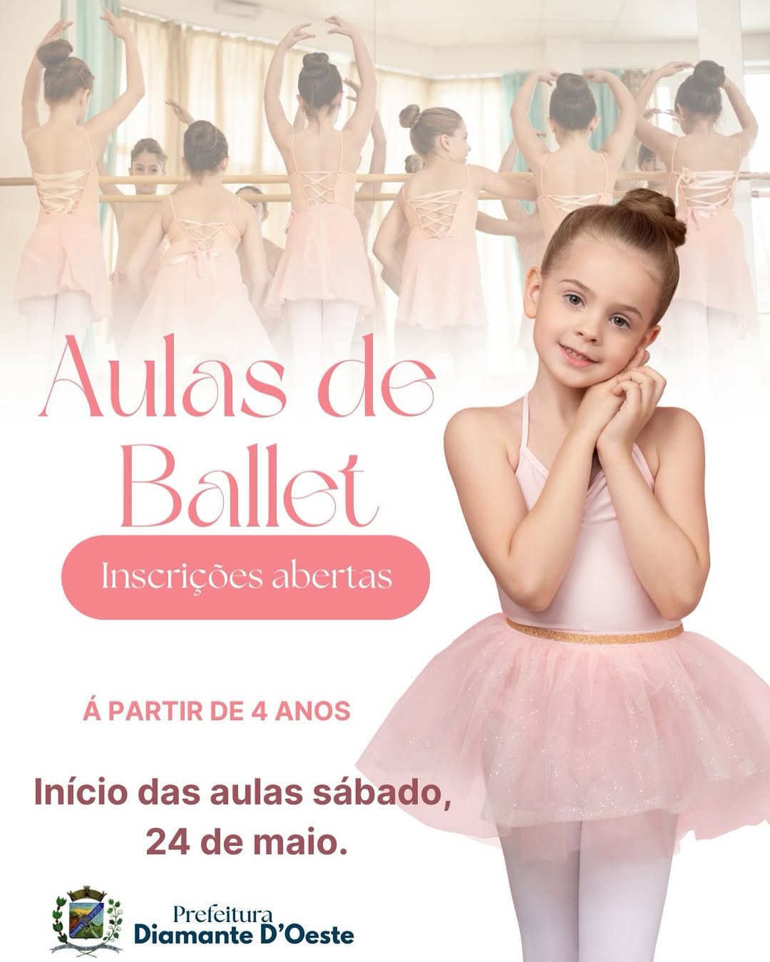 Crianças em aula de balé no Provopar em Diamante do Oeste