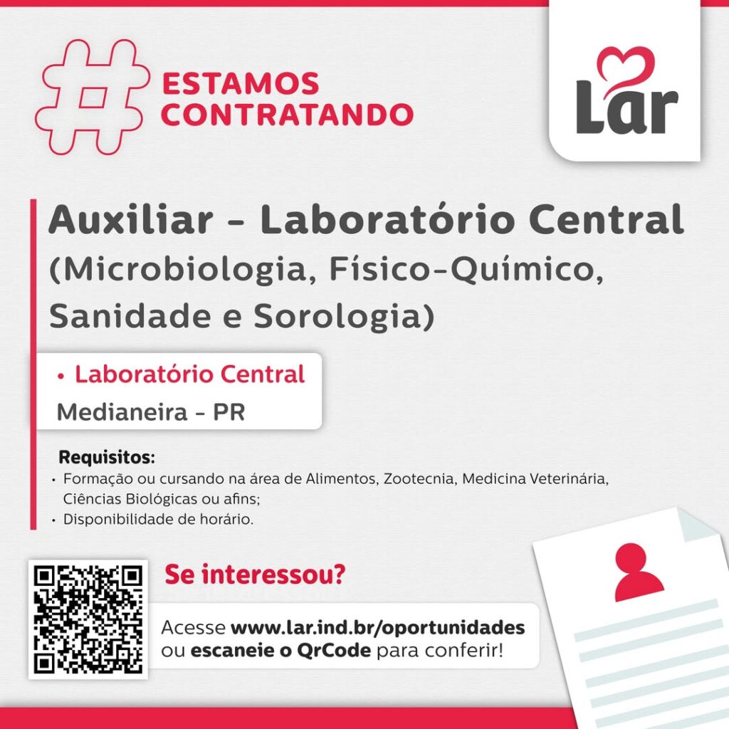 Vaga para Medianeira (PR)

Oportunidade para Auxiliar - Laboratório Central (Microbiologia, Físico-Químico, Sanidade e Sorologia). 

Se interessou?
