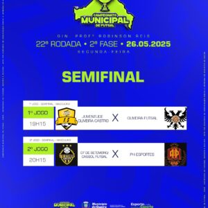 Segunda-feira, dia 26 de maio de 2025 – 22ª Rodada do Campeonato Municipal de Futsal – SEMIFINAL

O Município de Guaíra, por meio da Diretoria de Espo