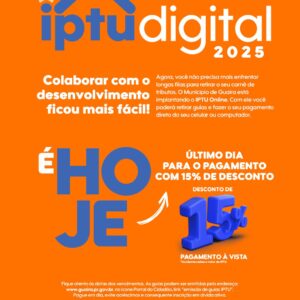 Hoje é o último dia para pagar o IPTU 2025 com 15% de desconto em Guaíra

Hoje, terça-feira, 10 de junho, marca o último dia para os contribuintes de