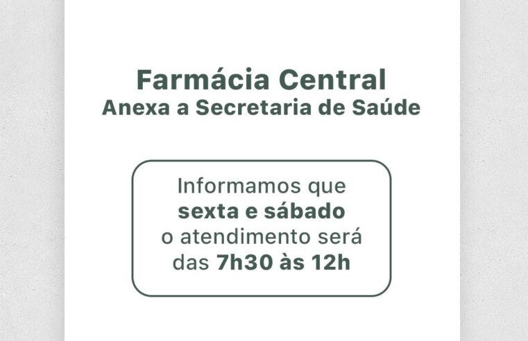 Farmácia Central de Terra Roxa terá horário especial nesta semana