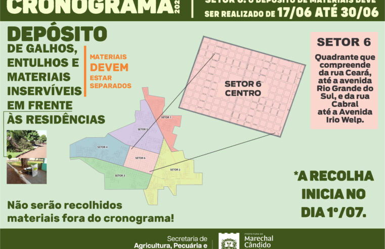 Cronograma de recolha no centro de Marechal Cândido Rondon
