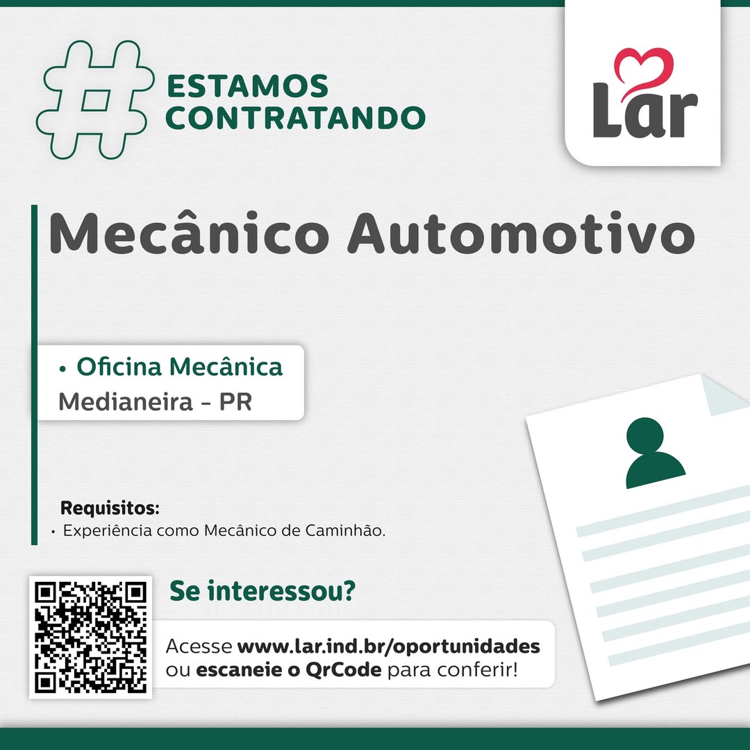 Vaga para Mecânico Automotivo em Medianeira (PR)