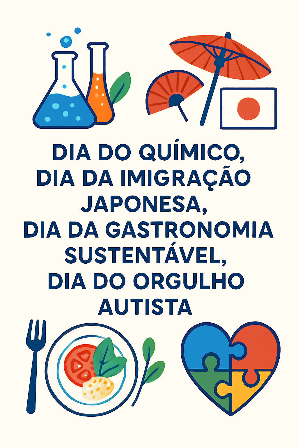 18 de Junho: Dia do Químico, Imigração Japonesa, Gastronomia Sustentável e Orgulho Autista