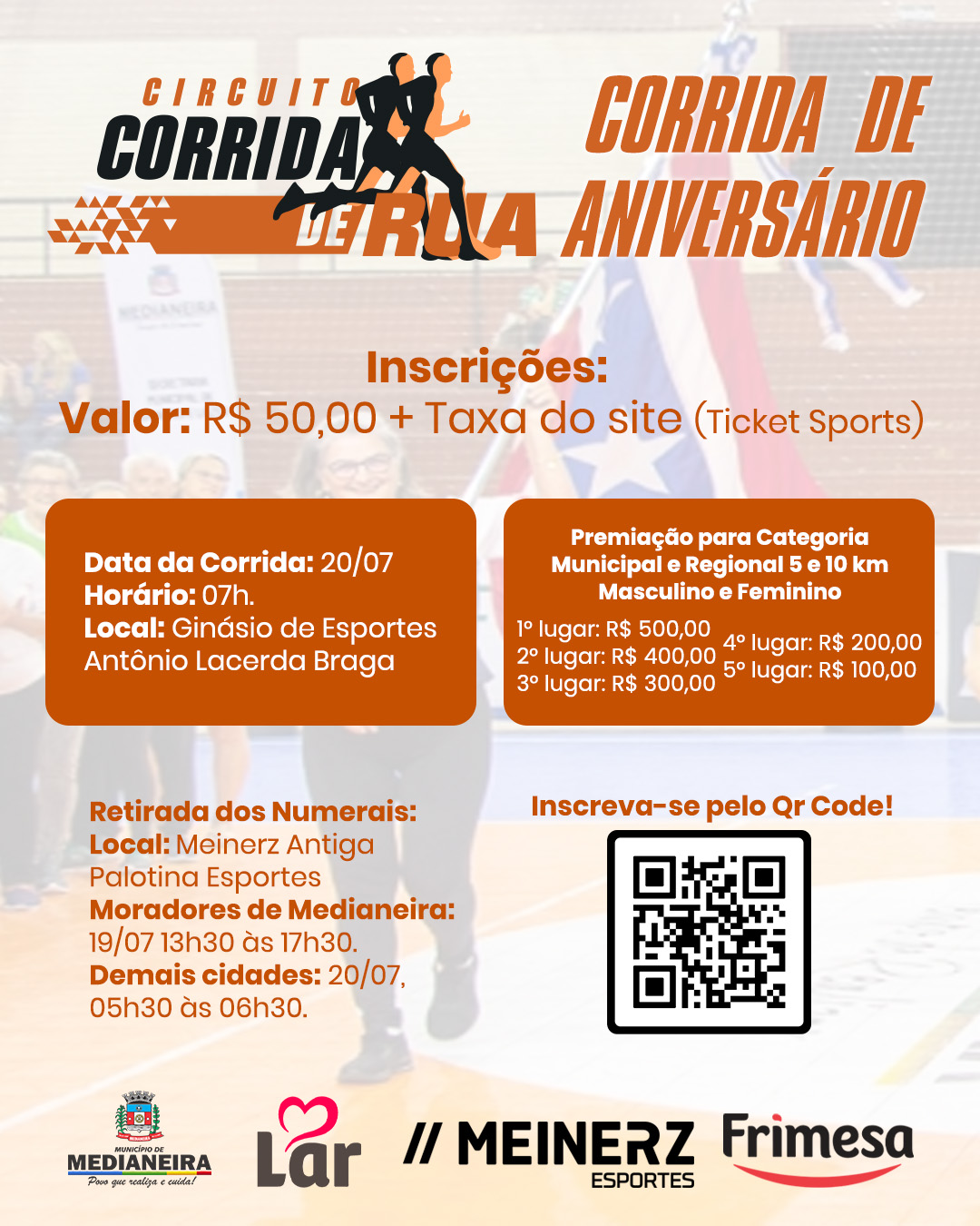 Circuito de Corridas de Rua de Medianeira: Etapa Aniversário será dia 20