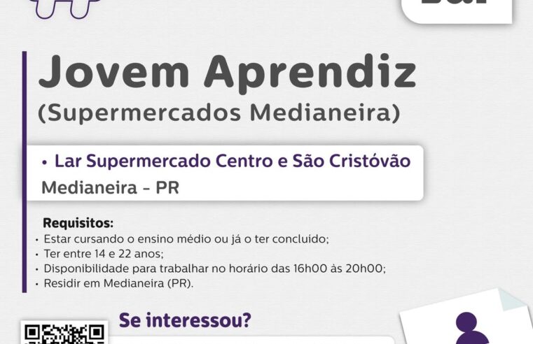 Vaga de Jovem Aprendiz em Medianeira