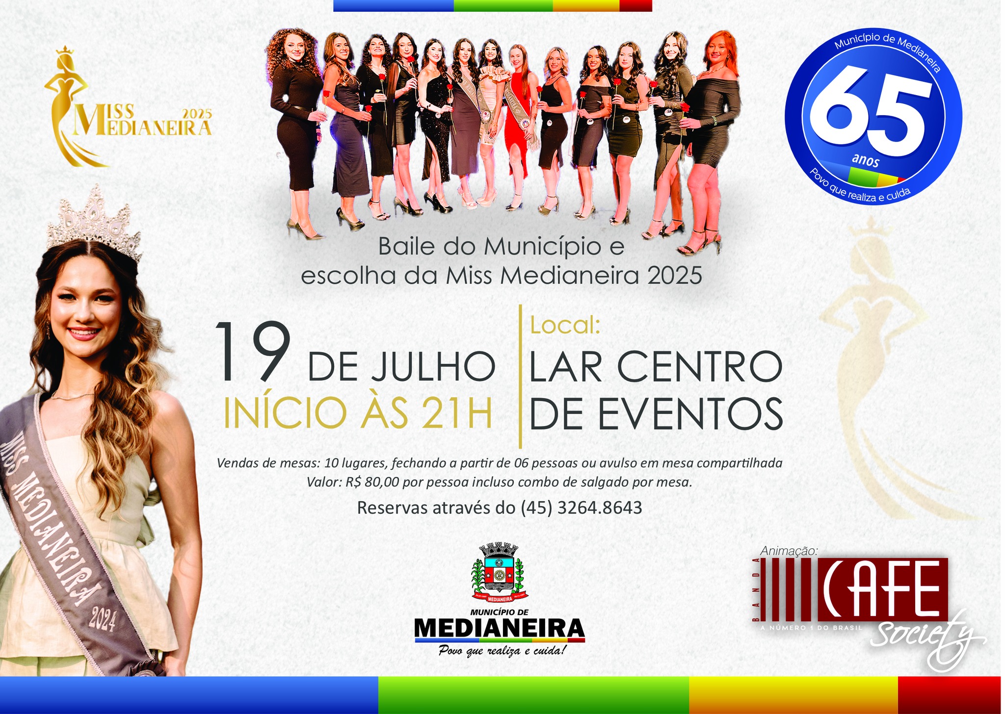 Baile do Município com escolha da Miss Medianeira será dia 19 de julho