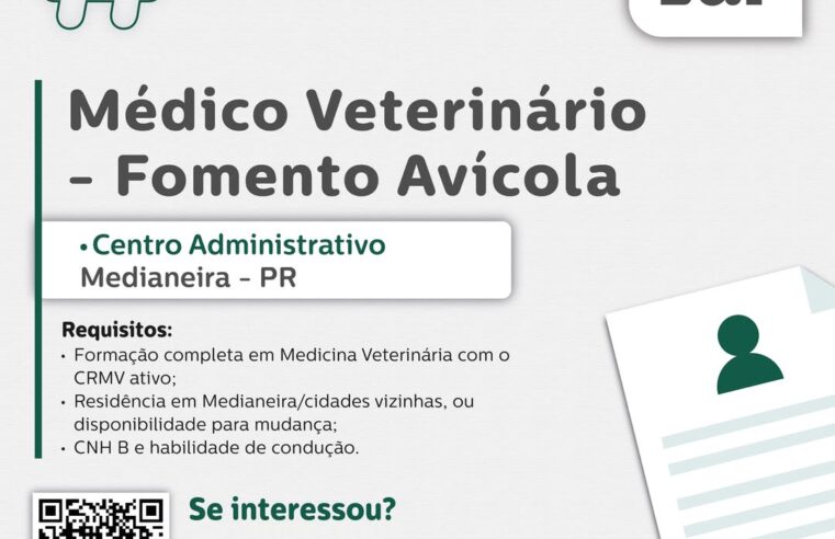 vaga para médico veterinário em Medianeira