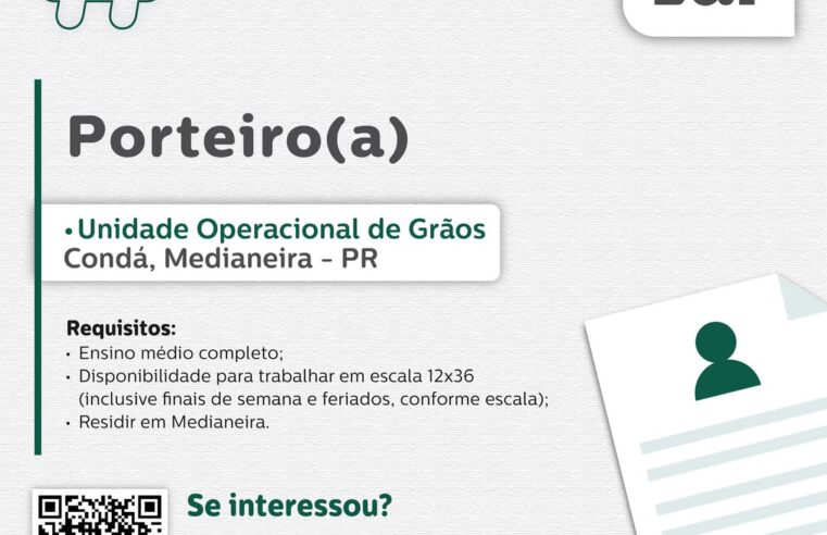 Vaga de Porteiro(a) na Lar Cooperativa em Medianeira