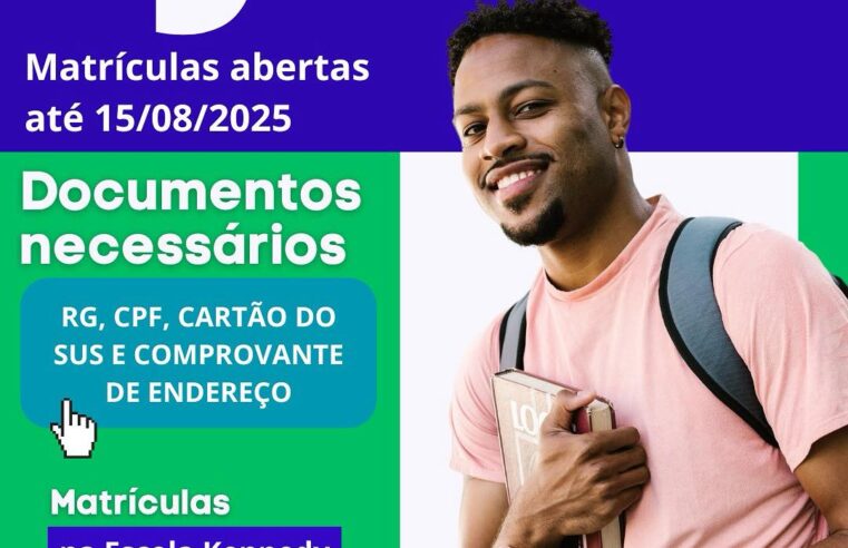 Matrículas abertas para EJA em Terra Roxa até 15 de agosto