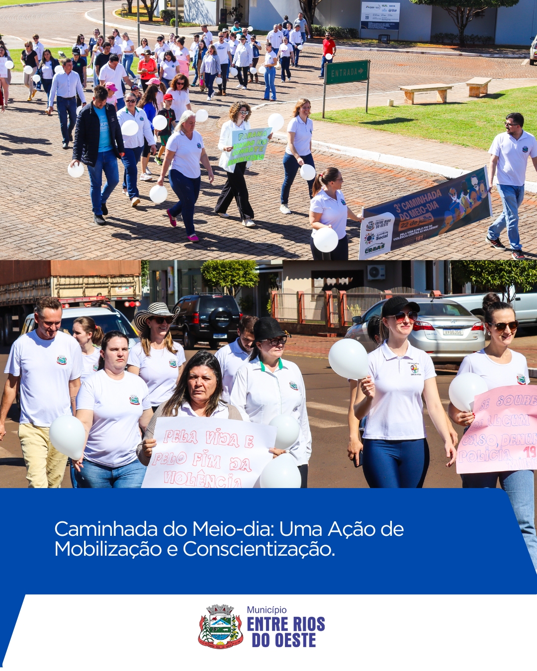 Caminhada do Meio-dia mobiliza Entre Rios do Oeste contra o feminicídio