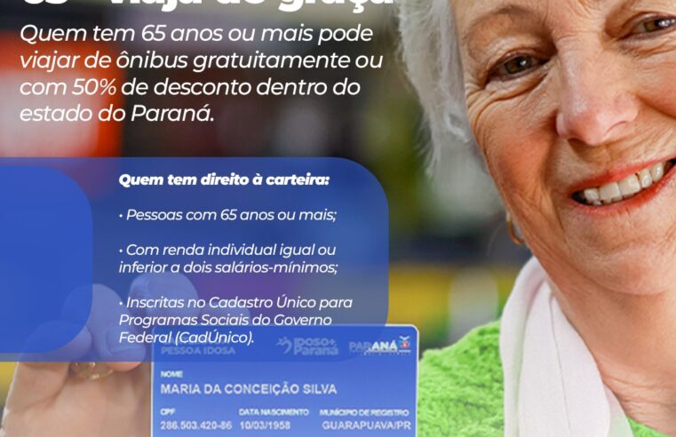 Carteira da Pessoa Idosa Paranaense garante transporte intermunicipal gratuito e com desconto