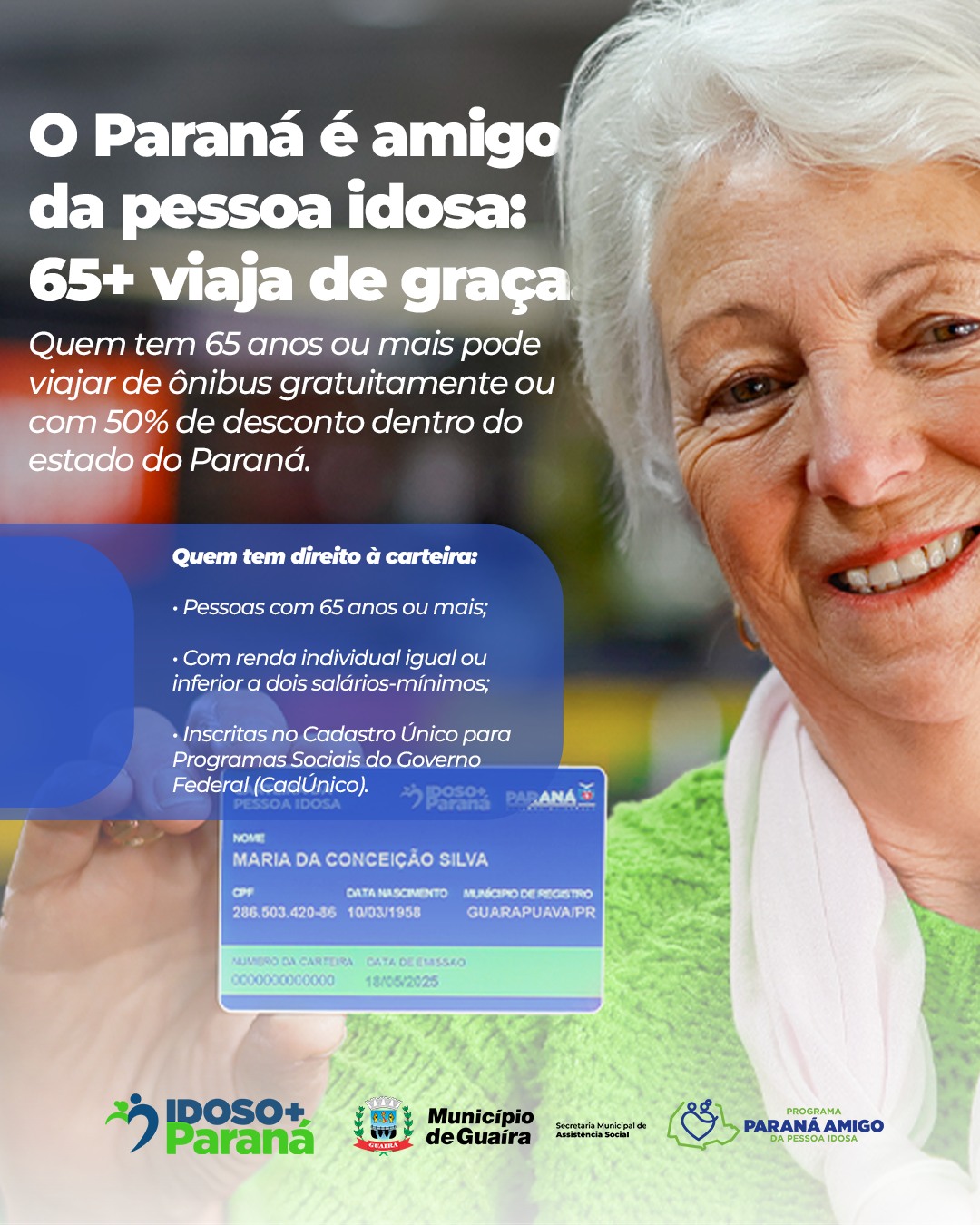 Carteira da Pessoa Idosa Paranaense garante transporte intermunicipal gratuito e com desconto