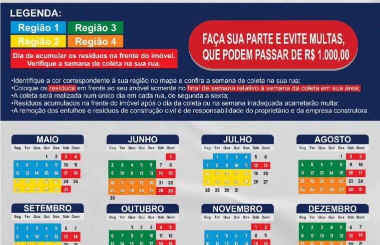 Coleta de inservíveis na região dos Conjuntos começa dia 4 de agosto