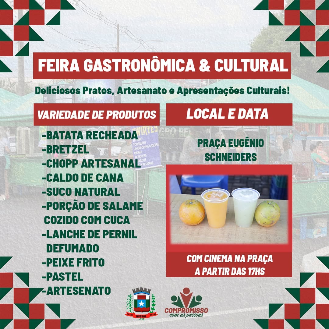 Feira Gastronômica e Cultural em Missal acontece dia 3