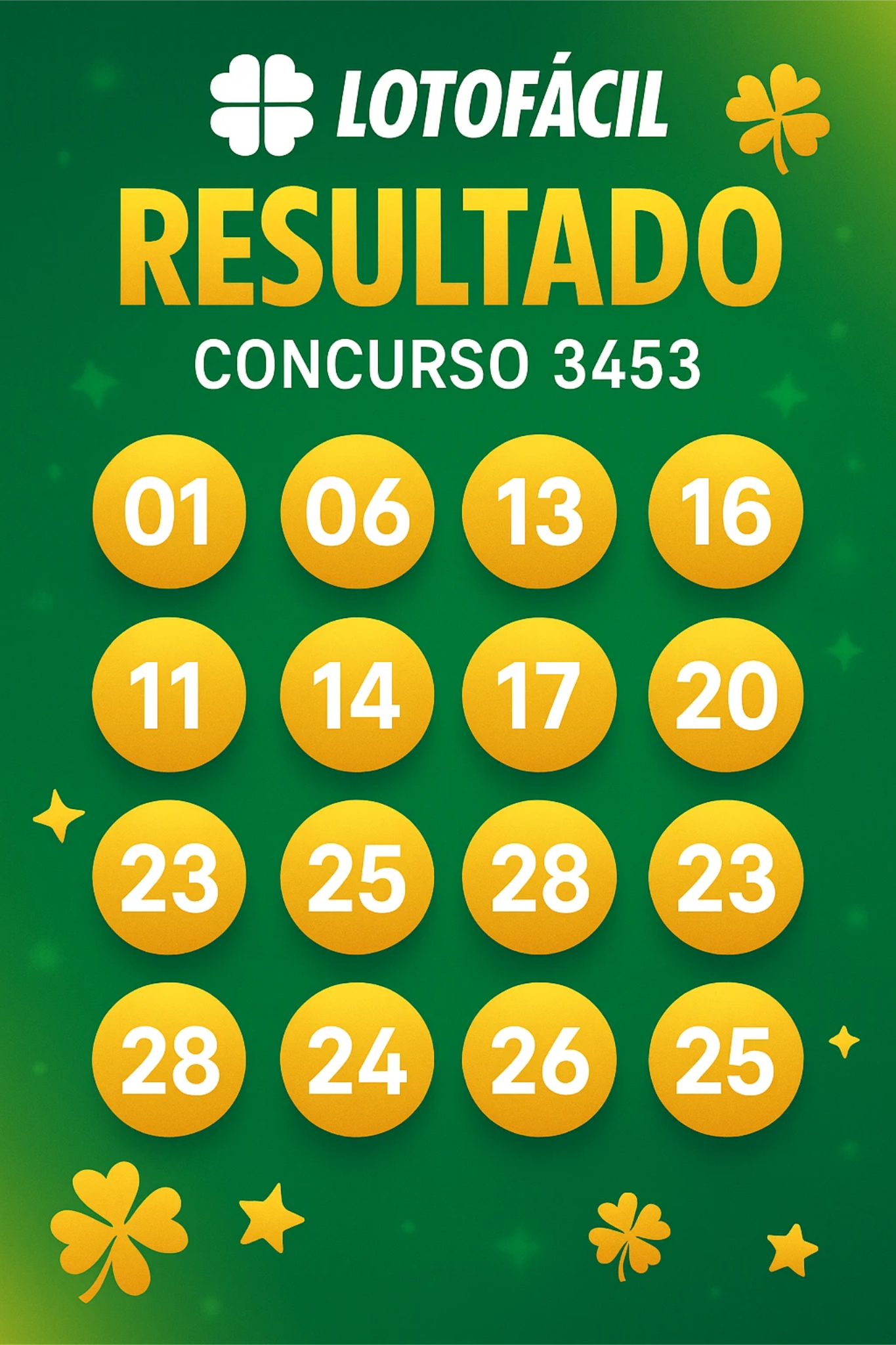 Lotofácil 3453: Resultado oficial e prêmio acumulado!