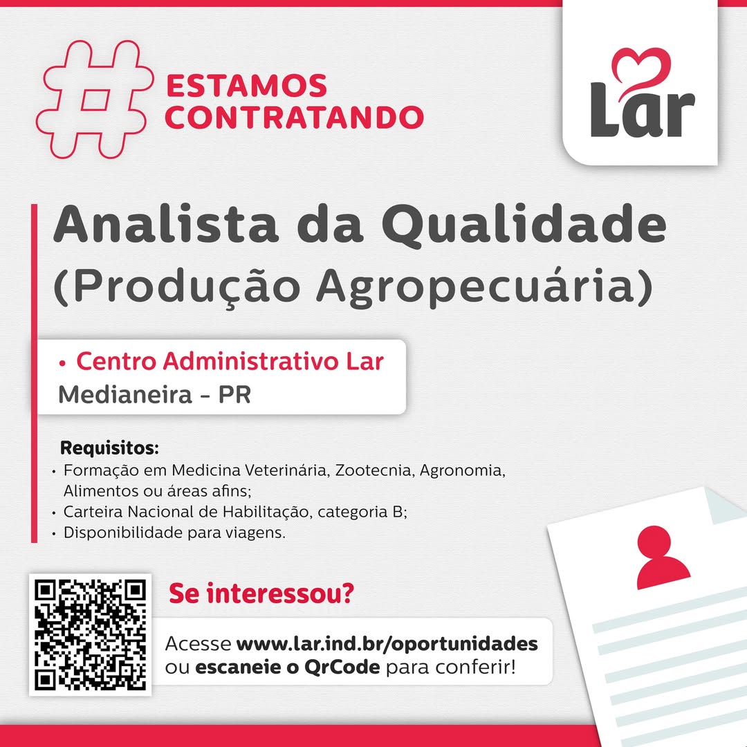 Vaga para Analista da Qualidade em Medianeira até 10/08