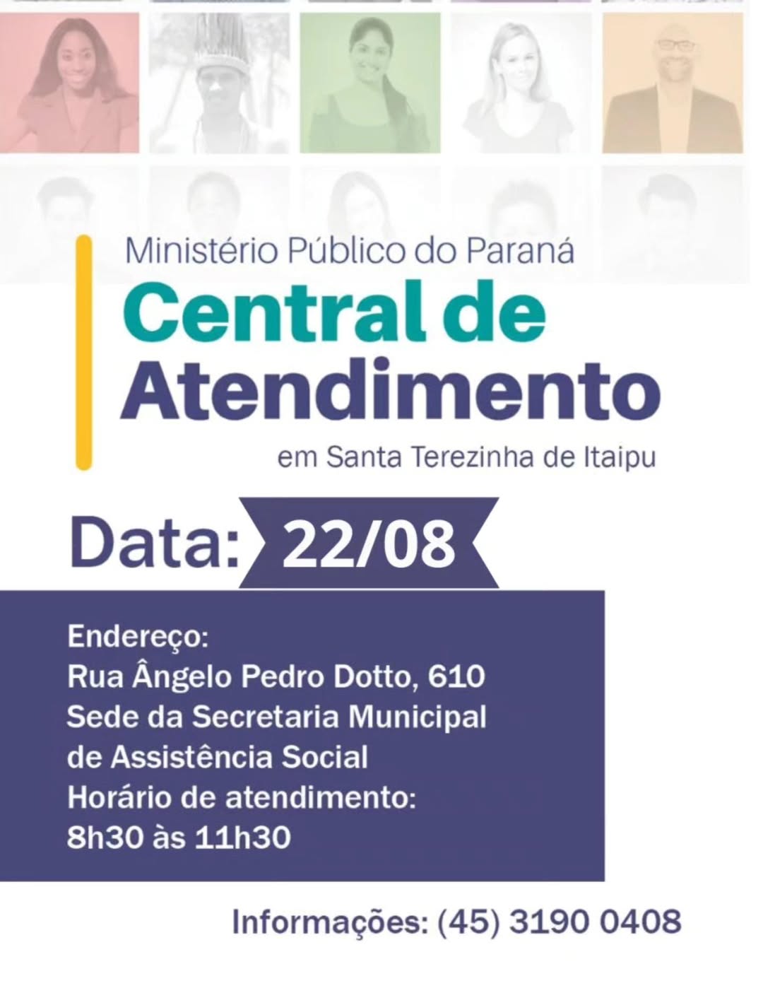 Atendimento do Ministério Público do Paraná em Santa Terezinha de Itaipu é adiado para 22 de agosto