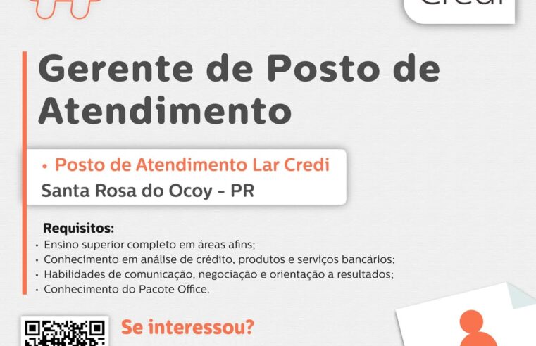 Vaga de emprego em Santa Rosa do Ocoy: Gerente de Posto