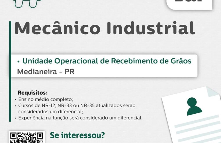 Vaga em Medianeira: Lar Cooperativa contrata Mecânico Industrial