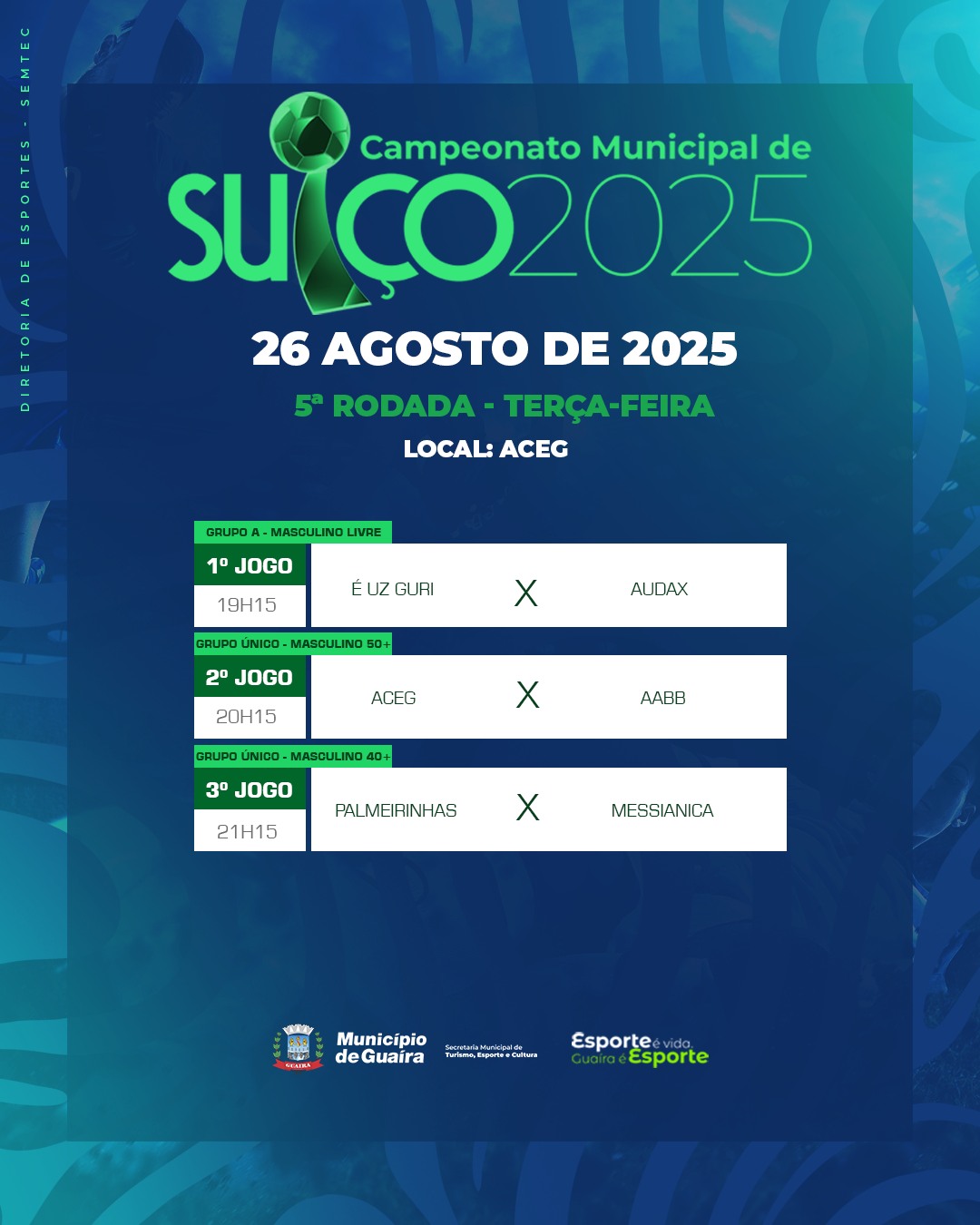 5ª rodada do Campeonato Municipal de Futebol Suíço agita Guaíra nesta terça