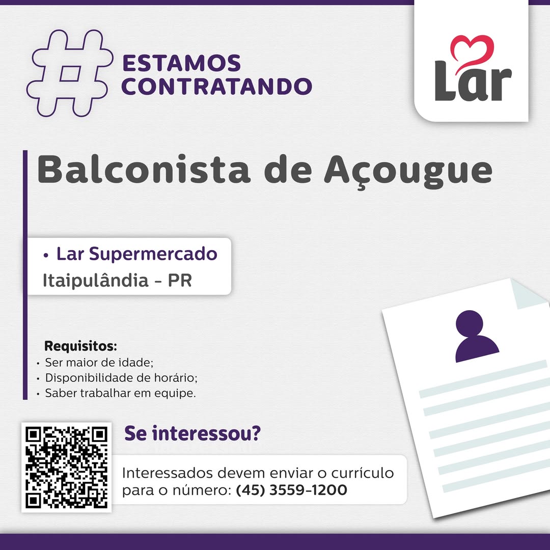 Vaga para Balconista de Açougue em Itaipulândia