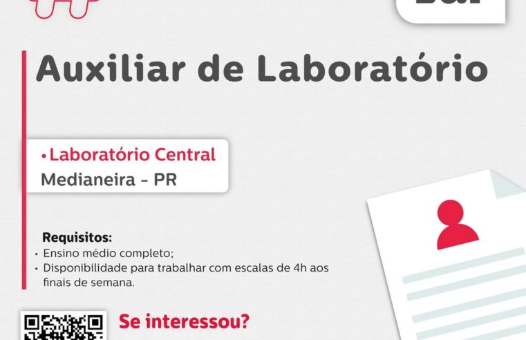 Vaga para Auxiliar de Laboratório em Medianeira