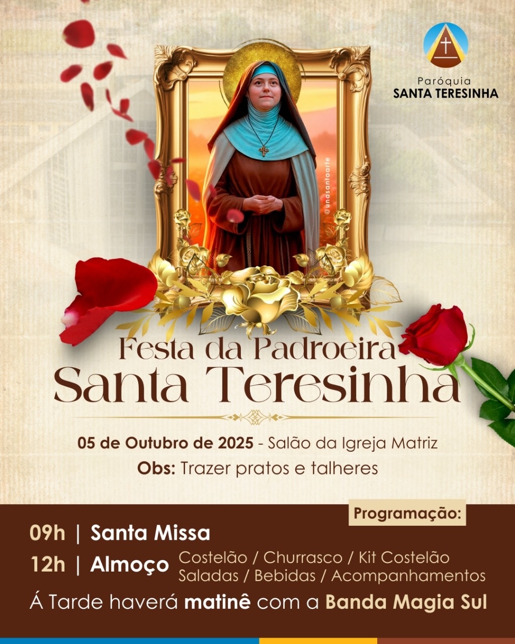 Almoço Festivo em honra a Santa Teresinha do Menino Jesus acontece em 5 de outubro