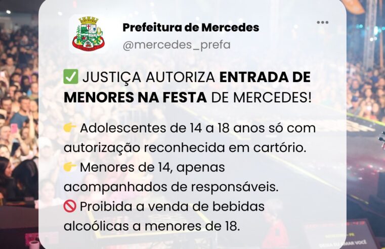 Justiça autoriza entrada de menores na Festa de 33 anos de Mercedes