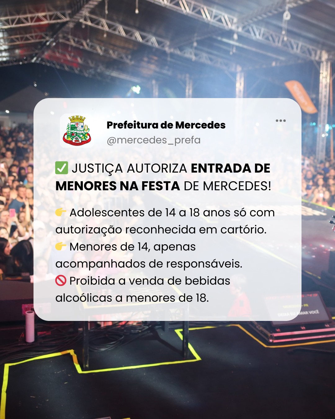 Justiça autoriza entrada de menores na Festa de 33 anos de Mercedes