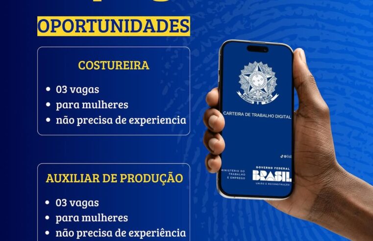 Vagas de emprego em Itaipulândia – Costureira e Auxiliar de Produção