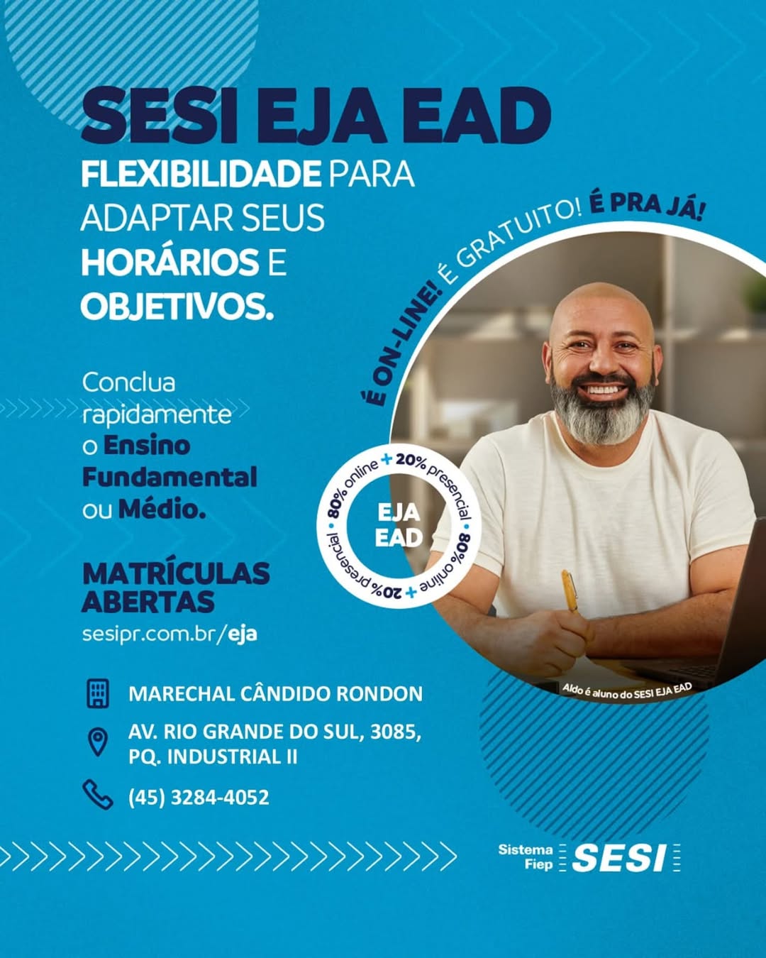 EJA do Sesi abre matrículas em Marechal Cândido Rondon
