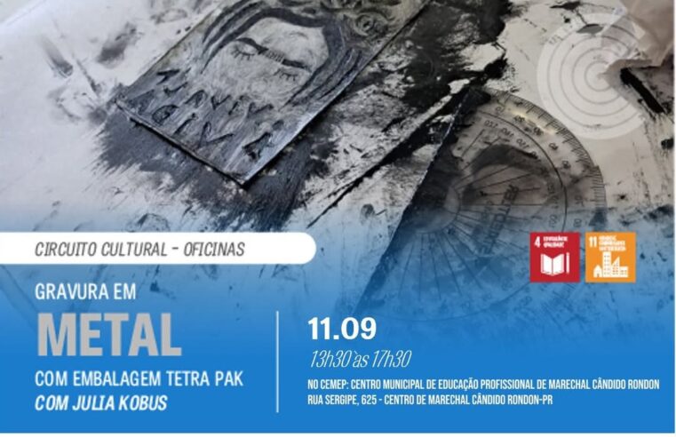 Inscrições abertas para oficina de gravura em metal com Tetra Pak em Marechal Rondon