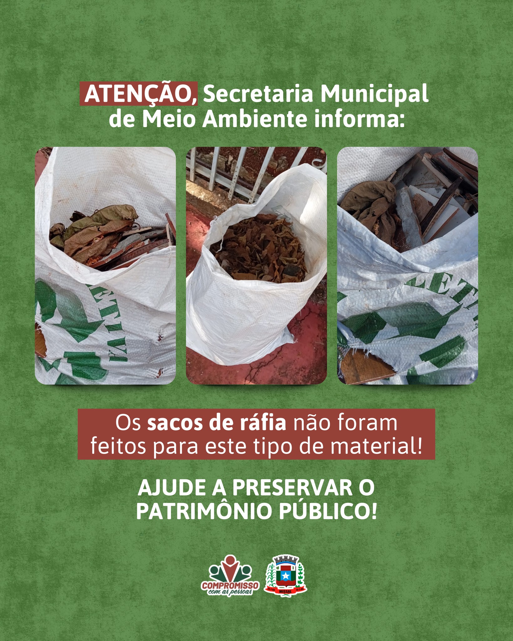 Secretaria de Meio Ambiente alerta sobre uso correto das bolsas de ráfia