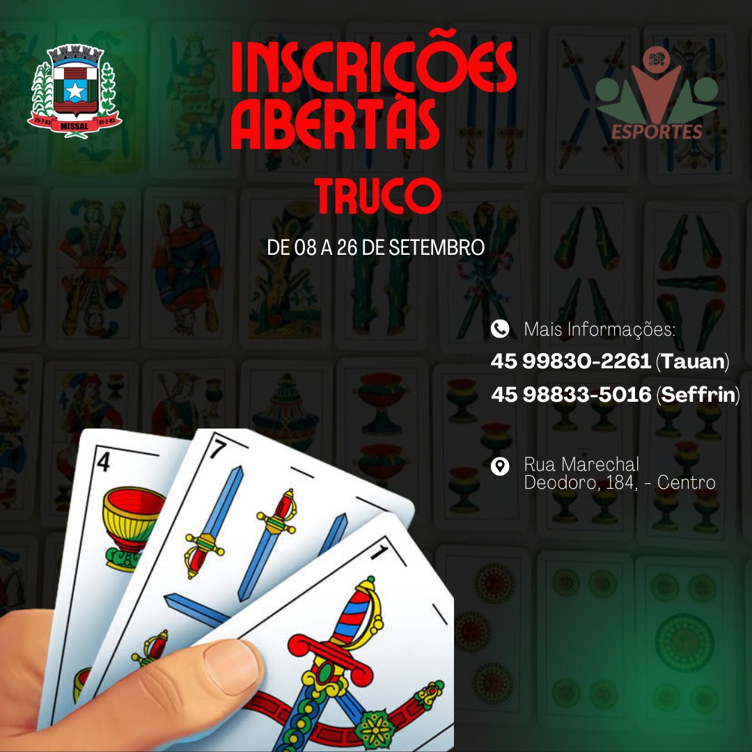 Inscrições abertas em Missal para Tênis de Mesa e Truco
