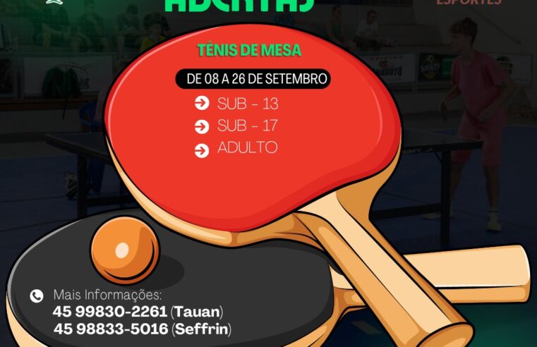 Missal abre inscrições para Campeonato de Tênis de Mesa e Truco