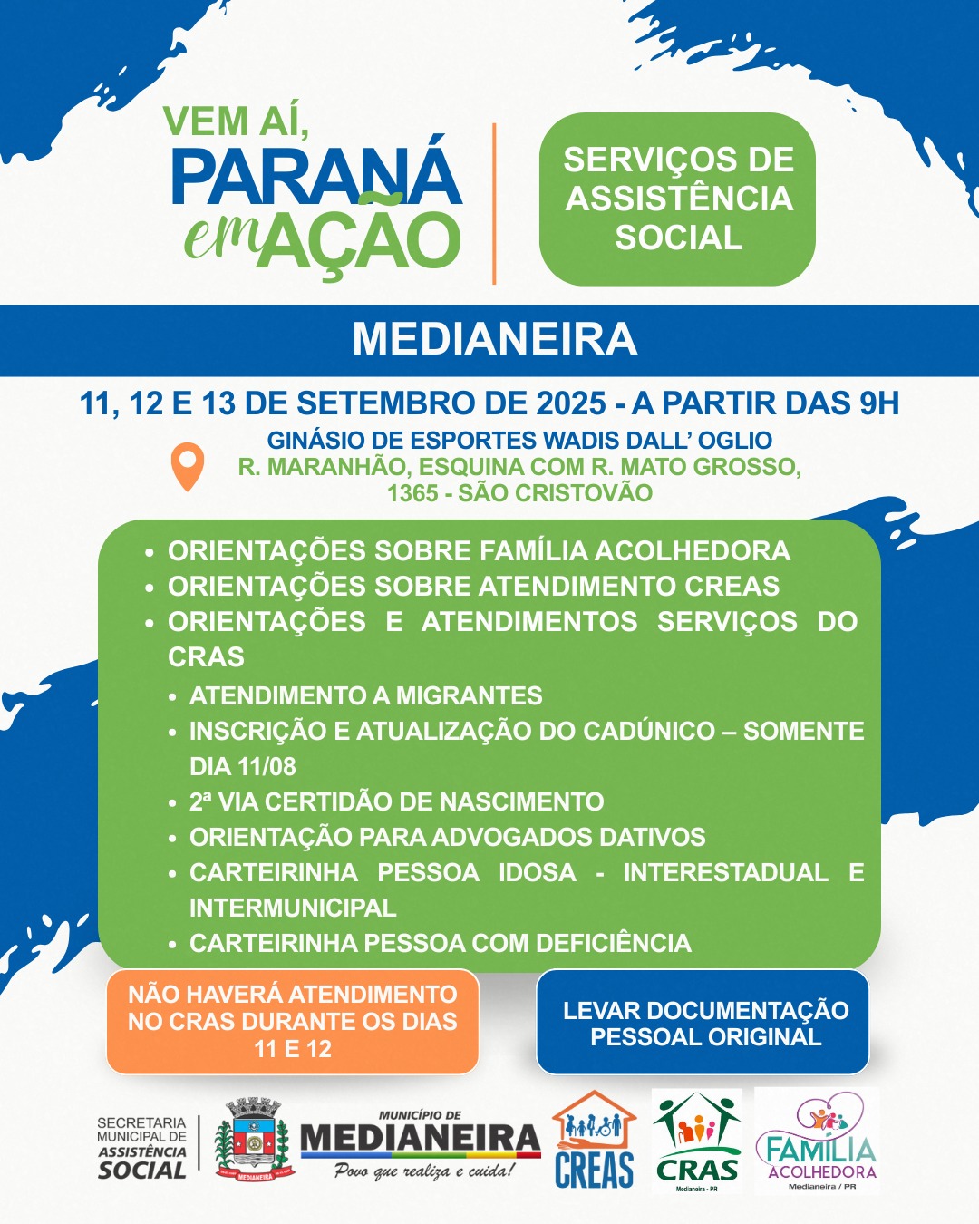 Paraná em Ação chega a Medianeira com serviços gratuitos