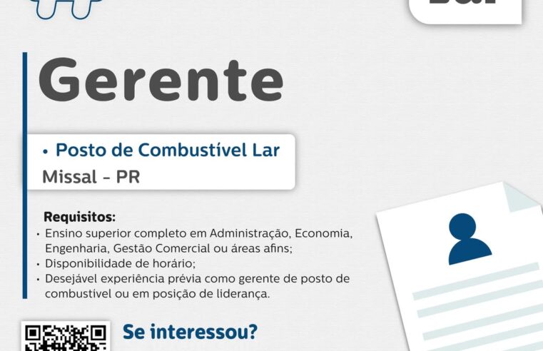 Vaga para Gerente em Missal – Lar Cooperativa